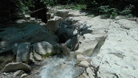 Waterfall mountain river aerial Stock Footage 201675003