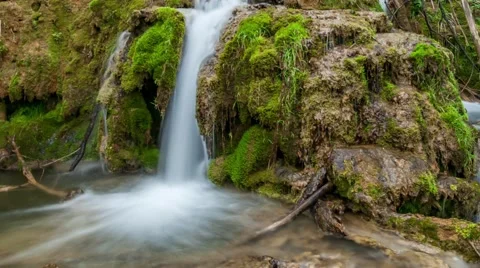 Waterfall on mountain river. Easy zoom in. Stock Footage 62966114