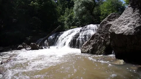 Waterfall on the mountain river Stock Footage 52601361