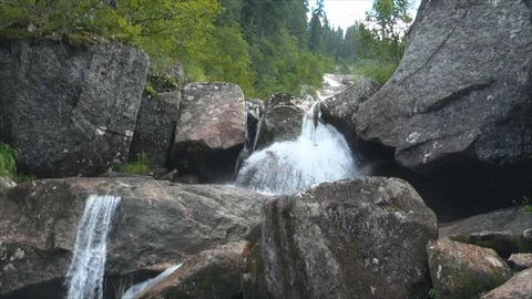 Waterfall on a mountain river Stock Footage 83695180