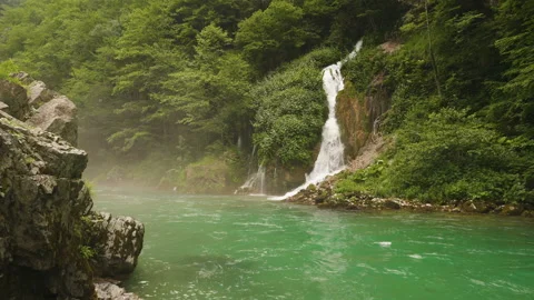 Waterfall with mountain river in Montenegro. Stock Footage 137415511