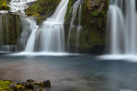 Waterfall on Mountain River Stock Photos