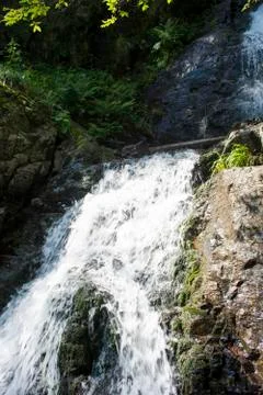 Waterfall on mountain river 스톡 사진