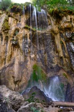 Waterfall on mountain river Stock Photos