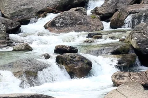 Waterfall on a mountain river, slow motion Stock Footage 7907712