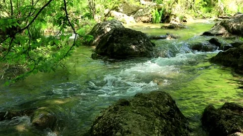 Waterfall, mountain stream. Black River. Crimea, Russia Stock Footage 40115658