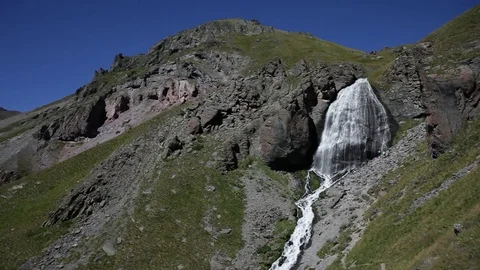 Waterfall in Mountain Valley Stock Footage 72542691