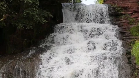 Waterfall mountain view close up. Mountain river waterfall landscape. Stock Footage 113473040