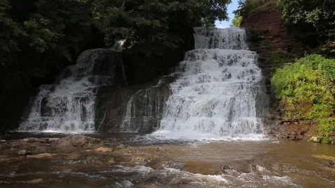 Waterfall mountain view close up. Mountain river waterfall landscape. Stock Footage 113473096