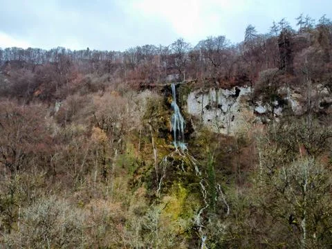 Waterfall from the mountains of Bad Urach Stock Photos