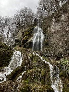 Waterfall from the mountains of Bad Urach Stock Photos
