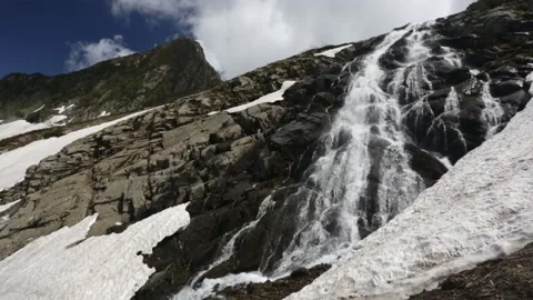 A waterfall in the mountains of the Central Caucasus Stock Footage 146689526