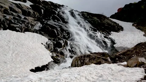 A waterfall in the mountains of the Central Caucasus Stock Footage 146689582