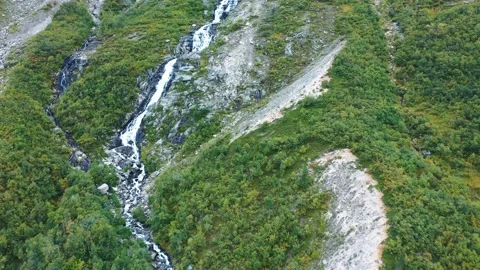 Waterfall in mountains drone Stock Footage 169239165