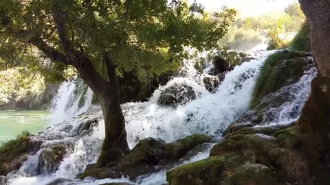 Waterfall in Mountains Stock Footage 166644856
