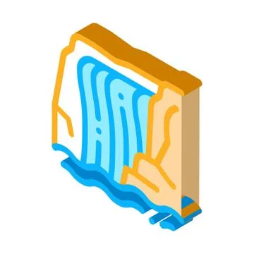 Waterfall in Mountains isometric icon vector illustration 스톡 일러스트