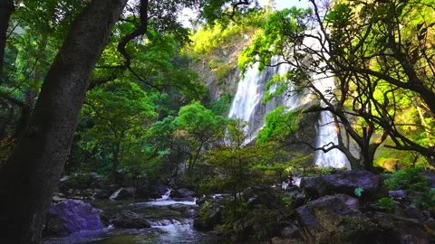 Waterfall in the mountains, Khlong Lan Waterfall, 動画素材 228948738