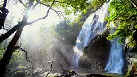 Waterfall in the mountains, Khlong Lan Waterfall, 動画素材 228949075