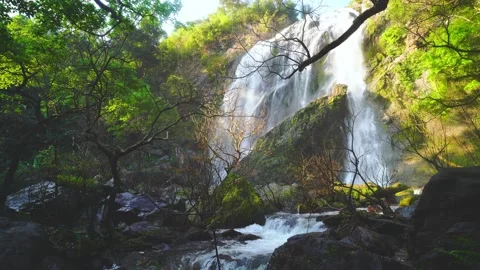 Waterfall in the mountains, Khlong Lan Waterfall, 動画素材 228949988