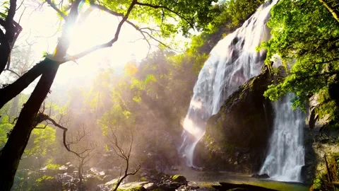 Waterfall in the mountains, Khlong Lan Waterfall 動画素材 229087686