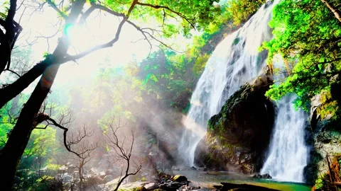 Waterfall in the mountains, Khlong Lan Waterfall 動画素材 229087692