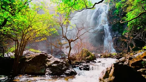 Waterfall in the mountains, Khlong Lan Waterfall 動画素材 229087726