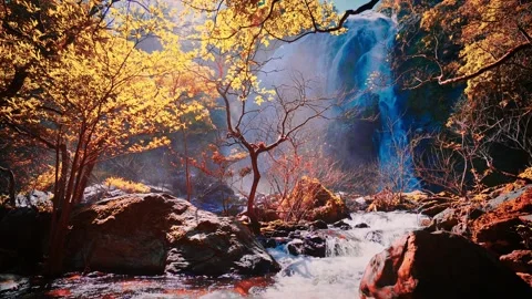 Waterfall in the mountains, Khlong Lan Waterfall 動画素材 229087745