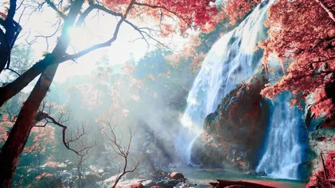 Waterfall in the mountains, Khlong Lan Waterfall 動画素材 229087766