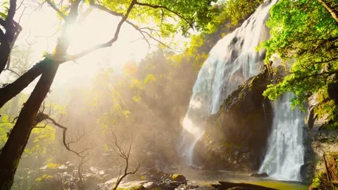 Waterfall in the mountains, Khlong Lan Waterfall 動画素材 229094920