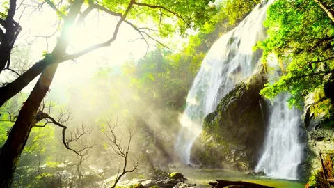Waterfall in the mountains, Khlong Lan Waterfall 動画素材 229094948