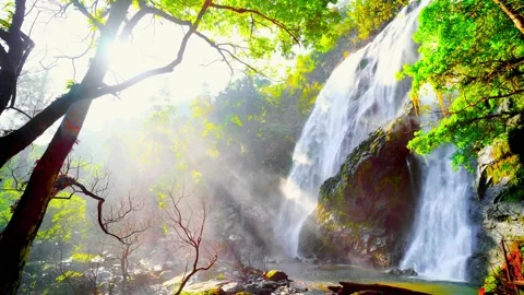 Waterfall in the mountains, Khlong Lan Waterfall 動画素材 229094952