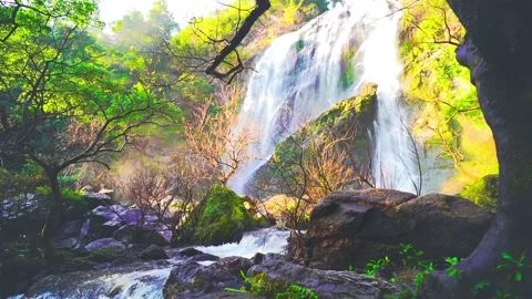 Waterfall in the mountains, Khlong Lan Waterfall 動画素材 229094984