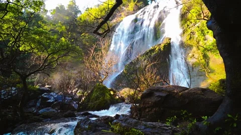 Waterfall in the mountains, Khlong Lan Waterfall 動画素材 229095019