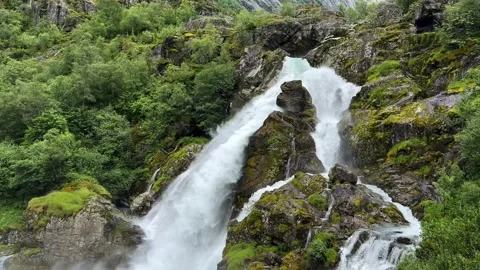 Waterfall mountains norway Stock Footage 337364600