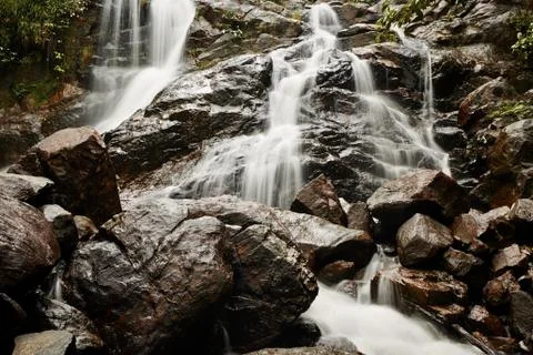 Waterfall in mountains Stock Photos