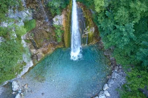 Waterfall in the mountains Stock Photos