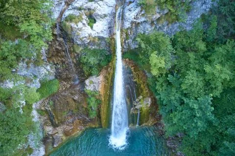 Waterfall in the mountains Stock Photos