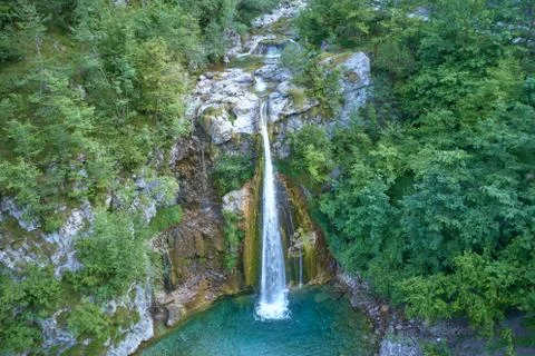 Waterfall in the mountains Stock Photos