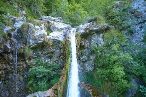 Waterfall in the mountains Stock Photos