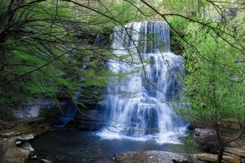 Waterfall in the mountains Stock Photos