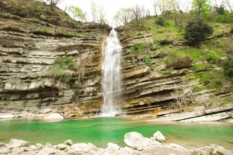 Waterfall in the mountains Stock Photos