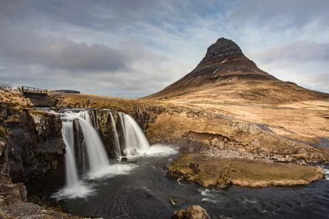 Waterfall in the mountains Stock Photos