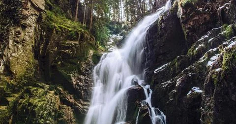 Waterfall in the mountains Stock Photos