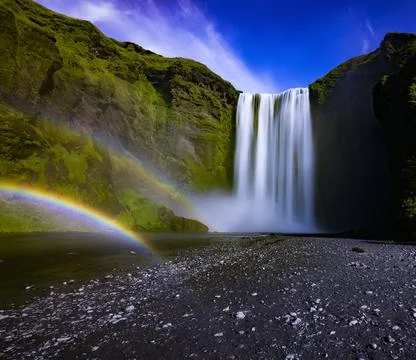 Waterfall in the mountains Stock Photos