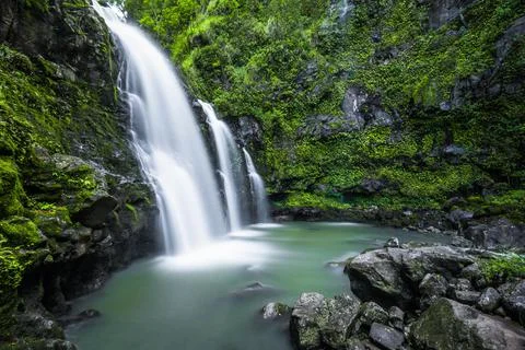Waterfall in the mountains Stock Photos