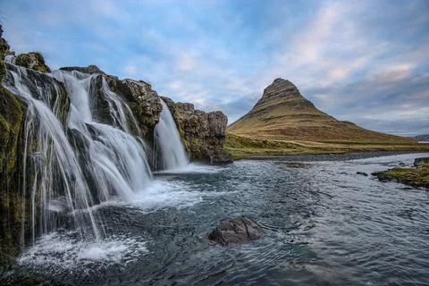 Waterfall in the mountains Stock Photos