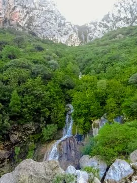 Waterfall in the mountains Stock Photos