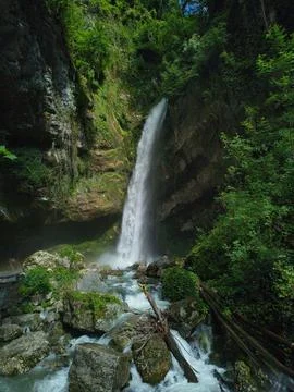 Waterfall in the mountains 스톡 사진