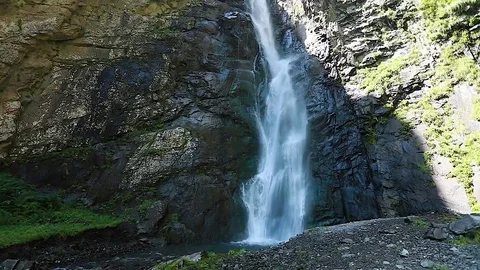 Waterfall in the mountains. Slow motion. 스톡 동영상 79891014
