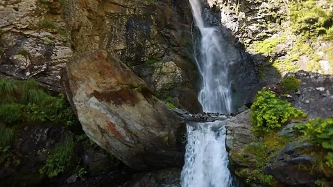 Waterfall in the mountains. Slow motion. 스톡 동영상 79891033